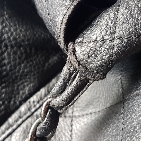 Crossbody Black Quilted Purse w/ metal clasp & vegan leather chain strap | Small - Picture 12 of 16